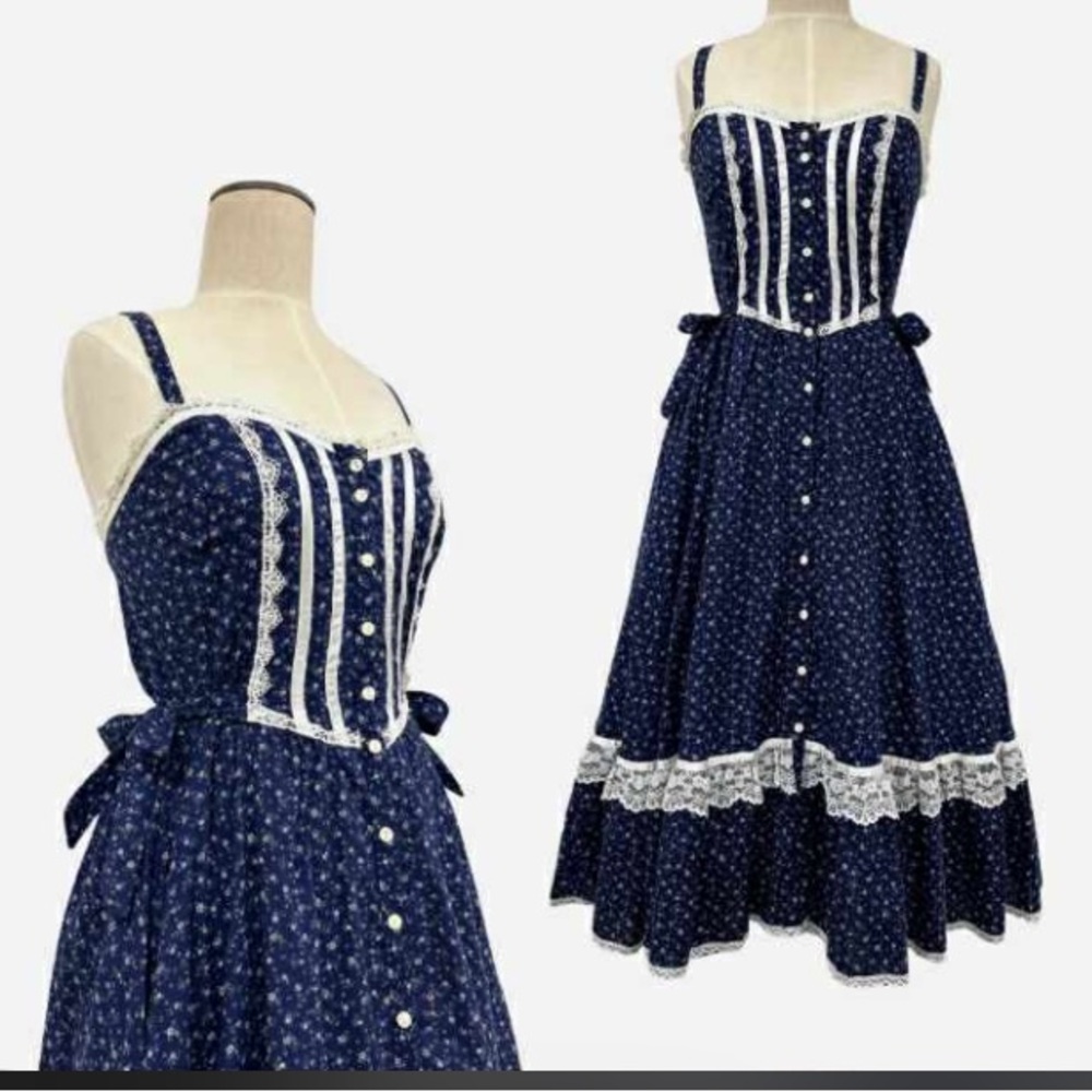 Elegant Navy Blue Dress with White Accents